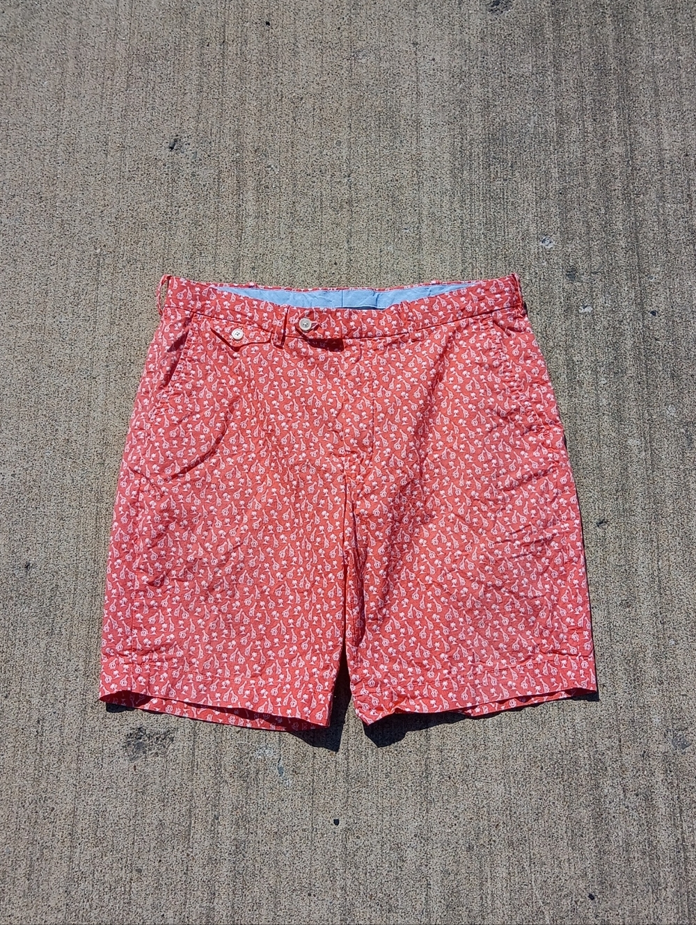 Polo Ralph Lauren Short Mens 34 Orange Golf Classic Fit Chino Geometric Giraffe